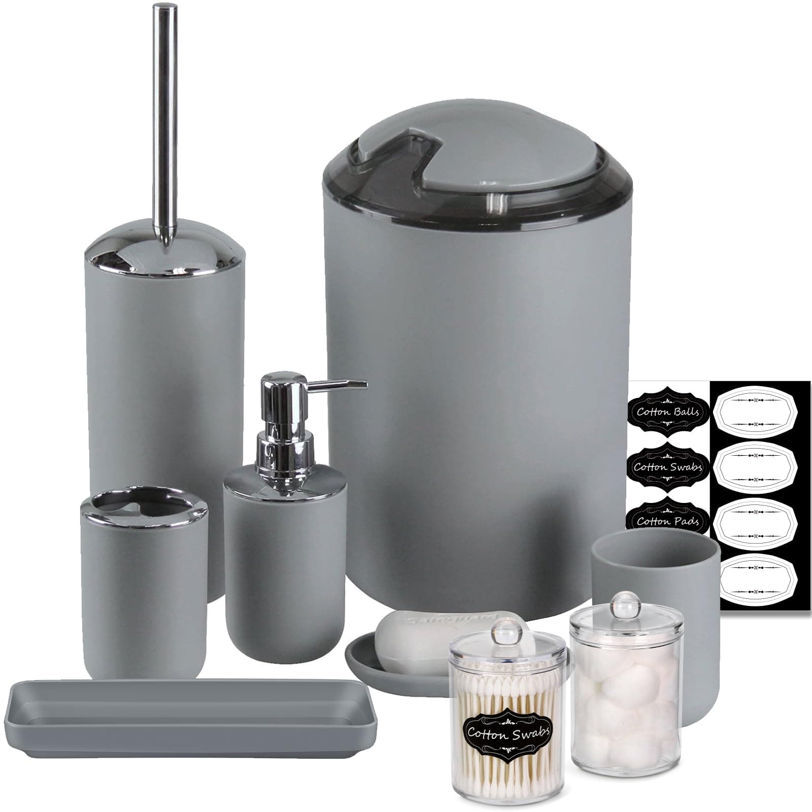 10Pcs Grey Bathroom Accessories Set