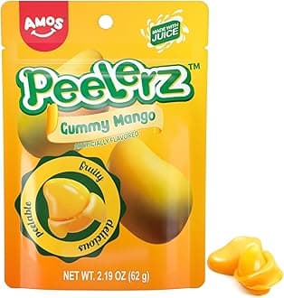 Amos Peelerz Mango Gummy Candy, Peeleble Gummy Mango Peeling Candy,Resealable 2.19oz Bag Candy (Pack of 3)