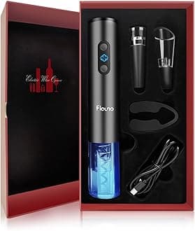 Flauno Electric Wine Opener - Automatic Bottle Opener, Corkscrew with Foil Cutter, Vacuum Stopper, Aerator Pourer, Gift Set (Gray)