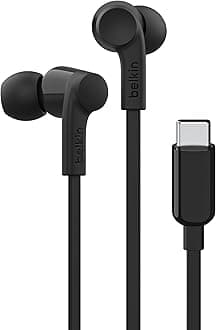 Belkin SoundForm Wired Earbuds with USB-C Connector, In-Ear Earphones w/ Microphone - Headphones for iPhone 15, iPad Mini, Galaxy, Android, and More with USB-C Connector (USB-C Headphones) - Black