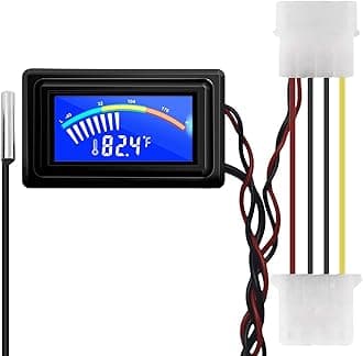 KETOTEK Digital Thermometer Temperature Meter Gauge Waterproof Sensor Probe Aquarium Car PC case Incubator Temp Meter 4 Pin Power Supply Celsius/Fahrenheit LCD Display