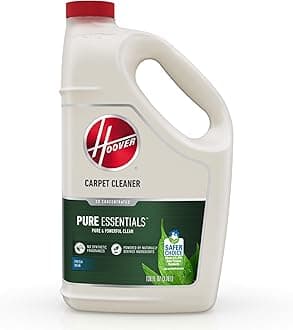 Pure Essentials Carpet Cleaner Solution, 128 oz., Fresh Rain Scent, Natural Plant Based Formula, Deep Cleaning Carpet Shampoo Solution, Pair With Hoover Carpet Cleaner Machine