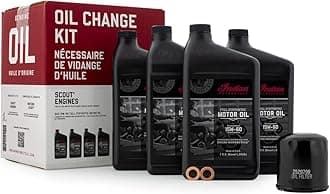 Oil Change Kit for All 60 & 69 Cu In Liquid-Cooled Scout Engines, 4 Quarts 15W-60 Full Synthetic Oil, 1 Oil Filter, 2 Washers, Clutch Performance, Engine Protection - 2880191