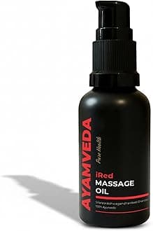 AyamVeda iRed Ayurvedic Massage Oil for Men with 60+ Herbs like Ashwagandha & Shilajit | 100% Natural | 60 ml (30 ml x 2 Bottles)