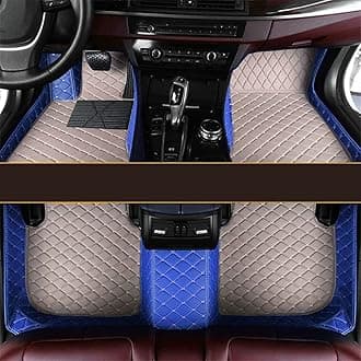 Custom All-Weather Protection Leather Car Floor Mats for Cars Sedan SUV Sports Car Waterproof Floor Mat (Gray+Blue)