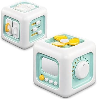 SOCBTNSO Busy Cube Toy, Sensory Toys for Toddlers 1-3, Baby Car Seat Toys 12-18 Months, Toddler Airplane Travel Toys Age 1-2, Learning Fine Motor Skills, 1st Birthday Gifts