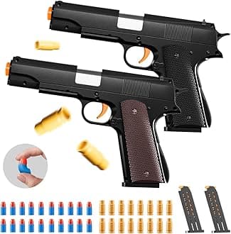 - 2Pack M1911 EVA Soft Foam Ejection Toy Blaster, Shooting with Foam Darts, Shooting Games, Backyard Fun and Outdoor Games, Education Toy Model for Boys Girls Halloween Christmas Ages 8+ (Black+Brown)