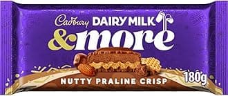 & More Nutty Praline Crisp Chocolate Bar, Crunchy Praline & Milk Chocolate 180 g (Pack of 1)