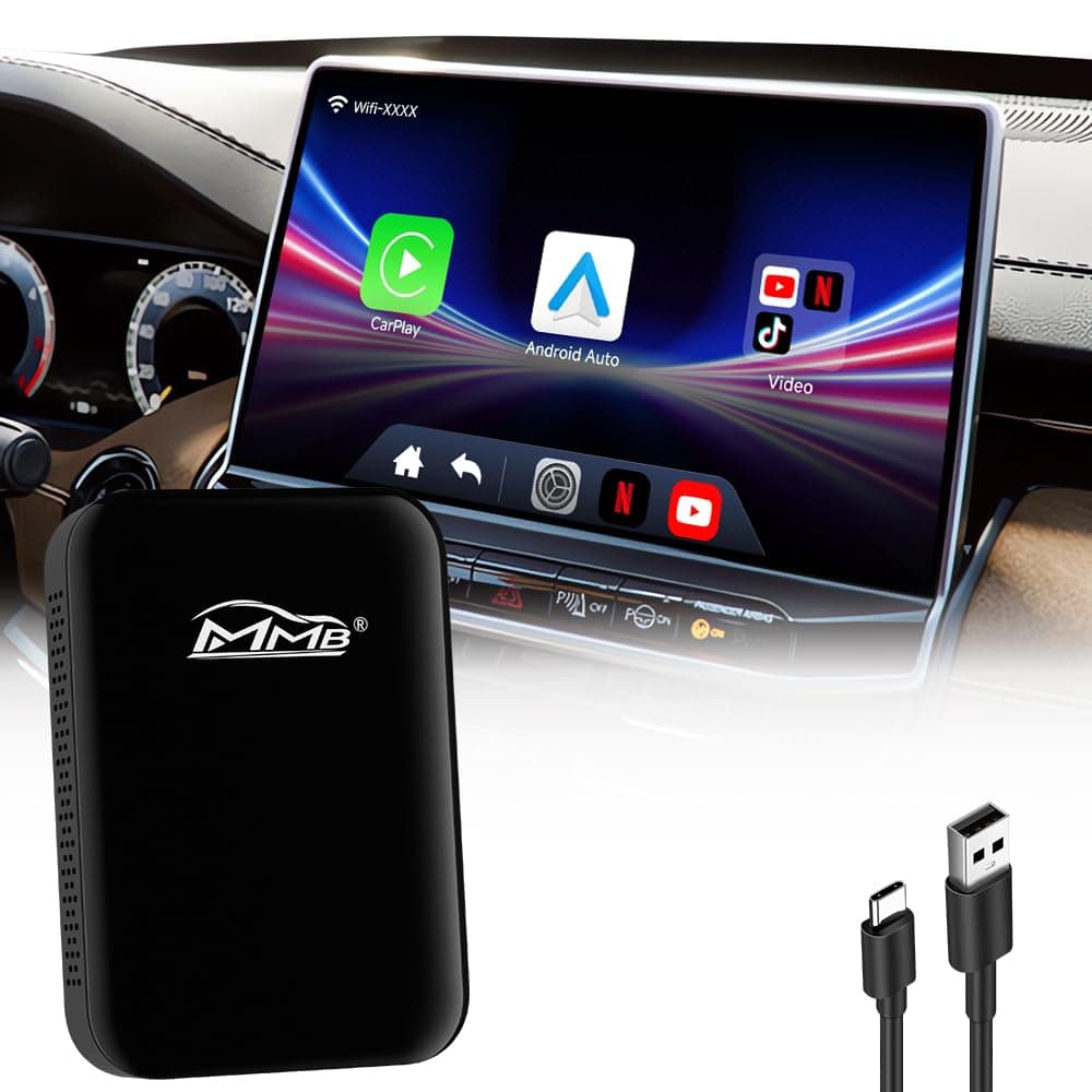 MMB WJUC-PRO Wireless CarPlay Adapter, Android Auto Adapter Online Netflix/SmartTube Multimedia Video, CarPlay Dongle for iPhone, Magic Box 2.0 Carplay for Factory Wired CarPlay Car