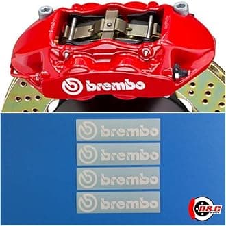 Brembo R&G HIGH Temperature Brake Caliper Decal Sticker Set of 4 Decals + Instructions + Decal Surface Preparation Solution (White)