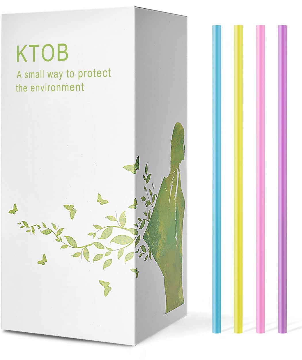 200 Count 100% Compostable Plant-Based PLA Straws-KTOB Biodegradable Colorful Drinking Plasticless Straws-Eco Friendly Plastic Bar Straw