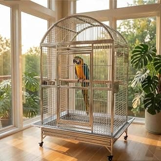 BMWPET SUS201 Stainless Steel Dome Top Style Bird Cage Parrot Cage 40"X30"X66"