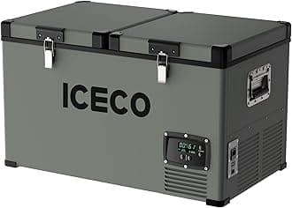 ICECO VL60 Portable Refrigerator, Dual Zone Freezer Fridge, 12v Cooler, Platinum Compact Refrigerator, 60Liters, DC 12/24 V, AC 110-240V, 0℉～50℉, Home and Car Use, for Van, Truck, Outdoor, Camping