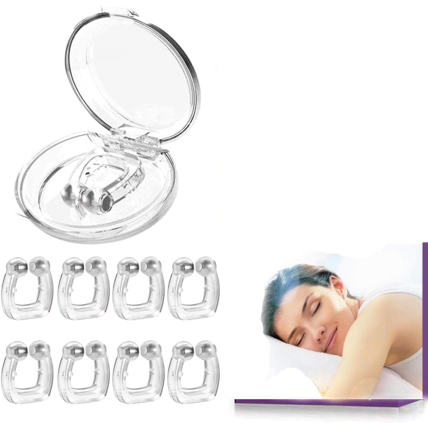 Anti Snoring Devices, Silicone Magnetic Stop Snoring Solution, Comfortable & Professional Anti Snoring Nose Clip for Men and Women, 8PCS