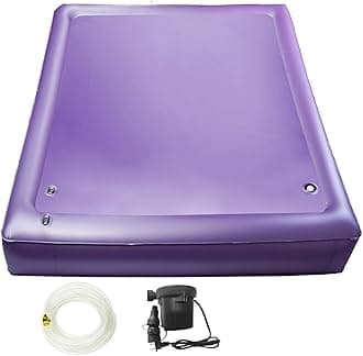 PVC Square Purple Softside Water Bed Mattress - King, 76x80x7.9inch, Extra Plush, Free Flow Full Wave, Foldable & Portable