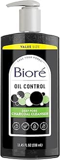 Biore Deep Pore Charcoal Face Wash, Daily Facial Cleanser for Dirt & Makeup Removal, for Oily Skin, Value Size, 11.45 fl oz