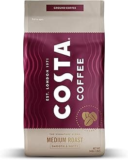 Costa Coffee Ground Coffee, Signature Blend Medium Roast, 12oz each, Rainforest Alliance Certified