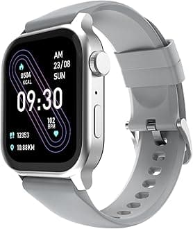 Fire‑Boltt Rise Smart Watch 1.85″ HD Display with Bluetooth Calling, AI Voice Assistant, Rotating Crown, SpO2 & Heart Rate Monitor, 120+ Sports Modes,IP67 Waterproof Smart Watch for Men & Women - Grey