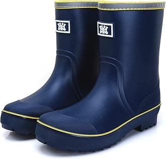 Rain Boots for Men, Waterproof PVC Rubber Boots Mens Garden Boots, Comfort Mid-Calf Lightweight Adjustable Raining Shoes, Elastic Chelsea Ankle Rain Boots Fishing Shoes for Yard Farm Outdoor Work