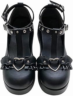 Mary Jane Shoes Women Cute Ankle Strap Platform Wedge High Heel Pumps Gothic Party Dress Shoes for Women