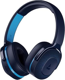 Rockerz 425 Bluetooth Wireless Over Ear Headphones with Mic with Signature Sound, Beast Mode(Upto 65Ms Low Latency) for Gaming Enx Tech, ASAP Charge 25H Playtime V5.2, Dual Pairing (Oceana Blue)