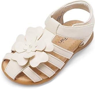 DREAM PAIRS Girls Toddler/Little Kid Closed-Toe Flower Summer Dress Sandals Shoes
