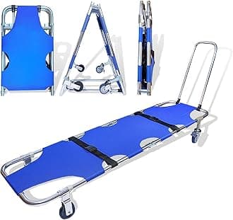 - JJFFTAO，Rescue Stretcher，Medical Stretcher，Aluminum 4-Wheel Foldable Stretcher Trolley with Drawbar，Gurney Stretcher can Hold 350 lbs，Used in fire Rescue, Fitness venues, Hospitals, etc