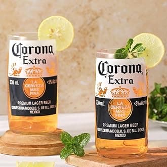 Corona Glasses Set Of 2,Drinking Juice, Whisky, Mocktail, Cocktails, Upcycled Eco-Friendly Glasses, 300 Ml