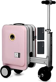 SE3S 20L Smart Rideable Suitcase with 2 Batteries/Transparent Dust Cover, Electric Suitcase Can be Boarded, 73.26WH Removable Battery, Aluminum Alloy Frame, Load 110kg,for Adults Travel ,Pink