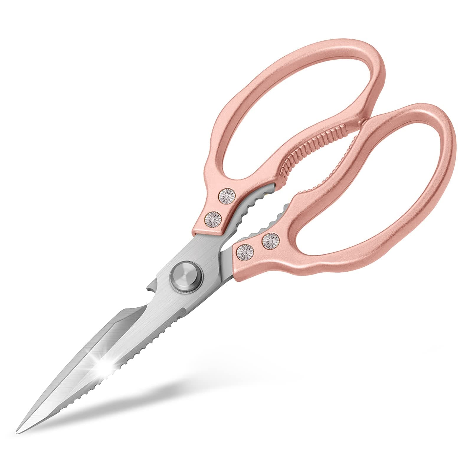 CGBE Kitchen Scissors Heavy Duty, Dishwasher Safe Kitchen Scissors, Multi-Purpose Kitchen Shears for Food, Non Slip Stainless Steel Sharp Cooking Scissors (Rosegold)