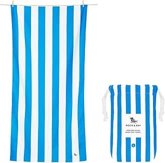 Dock & Bay Beach Towel - Quick Dry, Sand Free - Compact, Lightweight - 100% Recycled - Includes Bag - Cabana - Bondi Blue, Extra Large (200x90cm, 78x35)