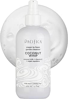 Pacifica Coconut Whip Cream to Foam Face Wash - Gentle Hydrating Facial Cleanser for Dry & Sensitive Skin, Moisturizing Daily Face Wash, Non-Comedogenic Vegan & Cruelty-Free, Dermatologist Tested 8oz