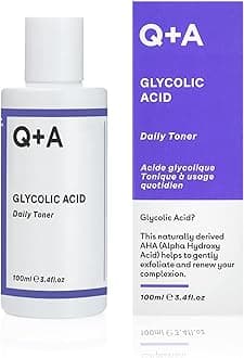 Q+A Glycolic Acid Daily Face Toner (100ml), Hydrating Toner for Face with Glycolic for Smooth Skin, Refines Pores & Evens Skin Tone, Fragrance Free, Alcohol Free, Vegan & Cruelty Free Skincare