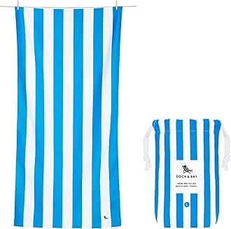 Dock & Bay Beach Towel - Quick-Drying, Sand-Free - Compact, Lightweight - 100% Recycled - Includes Bag - Cabana - Bondi Blue - Extra Large (200 x 90 cm, 78 x 35)