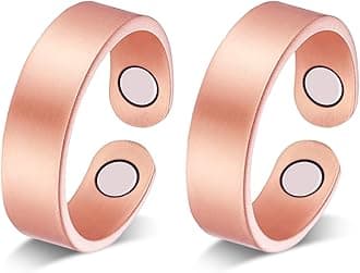 JecanoriJecanori Copper Rings for Women, 2PCS Pure Copper Magnetic Therapy Rings, Lymphatic Drainage Rings for Women (Rose Gold)