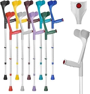 Ossenberg Classic Open Cuff Ergonomic Grip Elbow Crutch – Grey – Single | Lightweight Height Adjustable Economy Comfort Coloured Forearm Crutch for Adults Men & Women Mobility and Walking Aid