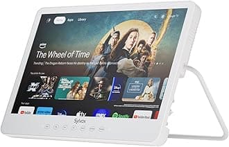- SYLVOX 15.6'' Portable Smart TV 12 Volt Television, 10000mAH Battery Powered IP66 Waterproof Dual Speakers Wireless WiFi 300nits Small Outdoor TVs, for RV Camping Pool Bathroom Kitchen Bedroom