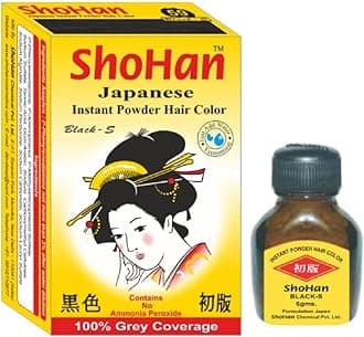 ShoHan Japanese Black Hair Dye - MINIMUM BUY 6PC - 40+ Days Instant Colour Touch Up - Permanent Colour for Women - Powder For Men - Dye For Women Ammonia Free Safe Colour - Light Brown - Henna Powder Organic For Gray Concealer- Began Hair Color - Black Henna - Pack Of 1 (6g)