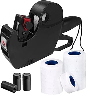 MX5500 Pricing Tag Gun with 5150 pcs Sticker Labels & Extra Inker, 8 Digits Tag Maker for Retail Shop, Grocery Store (Black)