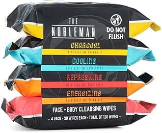Face & Body Cleansing Wipes - Charcoal, Cooling, Refreshing, Energizing (120 Ct.)