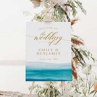 Personalized Beach Wedding Welcome Sign, Watercolor Ocean Wedding Party Sign, Editable Ocean Beach Summer Poster Template, Blue Theme Party Decoration, Printable Welcome Sign Board