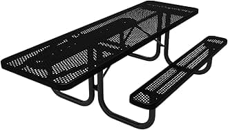 Coated Outdoor Furniture Heavy-Duty Portable ADA-Compliant Outdoor Picnic Table, Punched Steel Patio Dining Furniture Made in America (8ft Rectangular, One-Side Handicap, Textured Black)