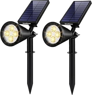 InnoGear Solar Lights Outdoor Waterproof Solar Garden Light for Outside Yard Landscape Lighting Pathway Spot Lights Spotlight Wall Light Auto On/Off, Pack of 2 (Warm White)