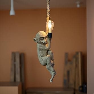 Lyse Decor Monkey Creative Design Hanging Light for Kids Room, Ceiling Pendent Light for Living Room (Golden with E27 Bulb)