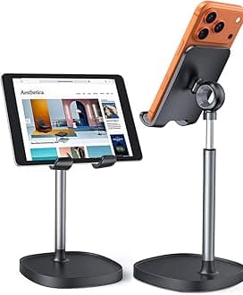 LISEN Cell Phone Stand, Angle Height Adjustable Phone Stand for Desk, Thick Case Friendly Phone Holder Stand, Taller iPhone Stand Compatible with All Mobile Phones,iPhone,Switch,iPad,Tablet(4-10in)