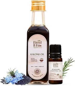 Blend It Raw Apothecary Kalonji Oil 100ml & Rosemary Essential Oil 10ml for Hair Growth | Visible Results | Ultimate Hair Strengthening Combo, Organic & Cold Pressed