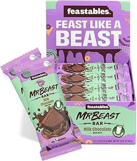 Mr Beast Original Chocolate Bars 24 Count Box - Feastables Bulk Small Size Milk Chocolate Candy Bars For Parties, Snacks, and Treats - 1.24oz Bars