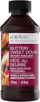 LorAnn Oils Buttery Sweet Dough Bakery Emulsion: Authentic Taste, Ideal for Amplifying Sweet Bready Notes in Baked Goods, Gluten-Free, Keto-Friendly, Essential for Your Kitchen, 4 Oz