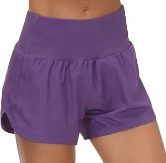 THE GYM PEOPLEWomens High Waisted Running Shorts Quick Dry Athletic Workout Shorts with Mesh Liner Zipper Pockets