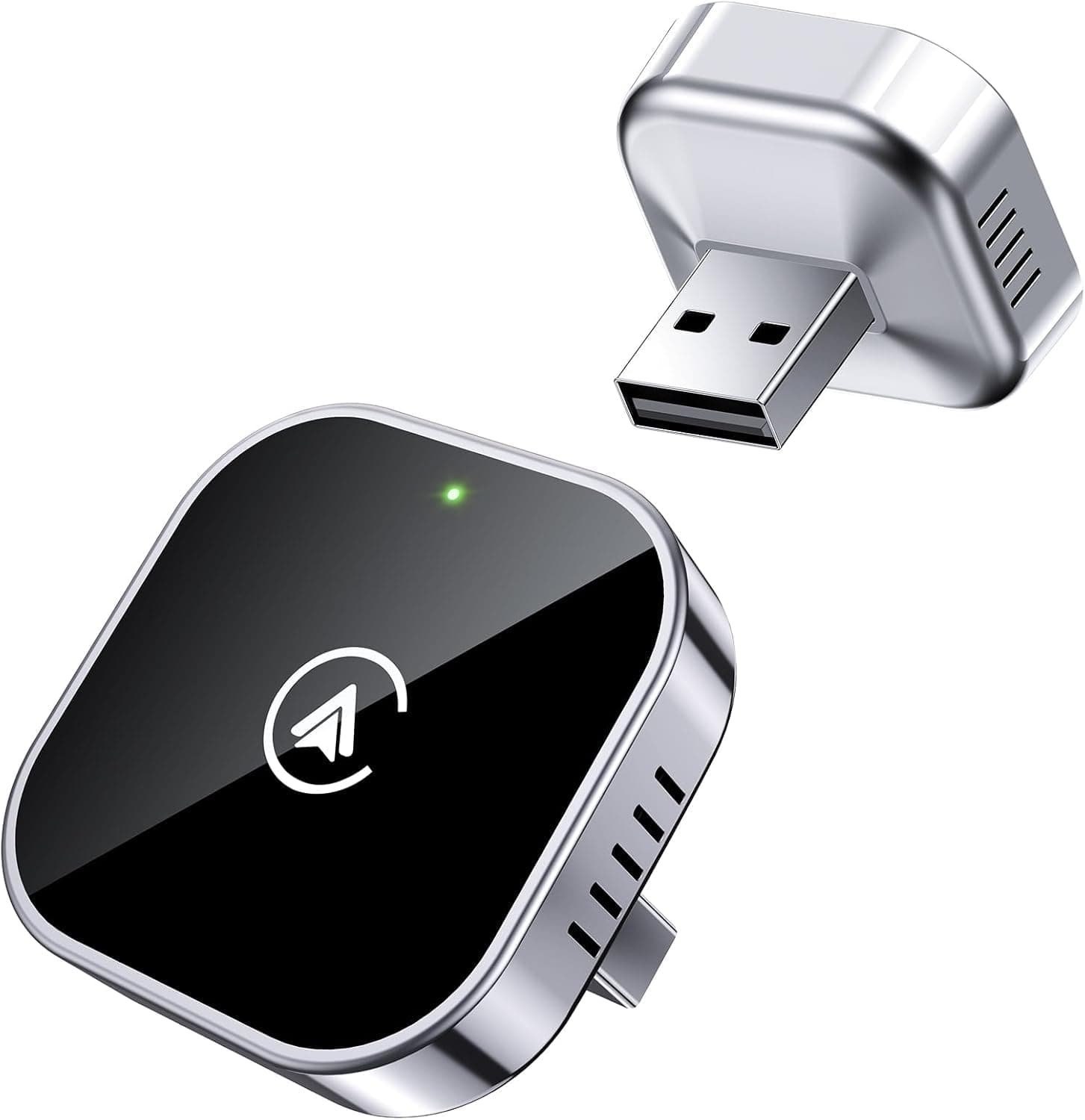 2 in 1 Wireless CarPlay and Android Auto Adapter, Easy Setup Plug and Play, Fast Seamless Use Supports 1000+ Cars with Built-in Wired Car Play/Android Auto Compact Sleek Design Car Adapter